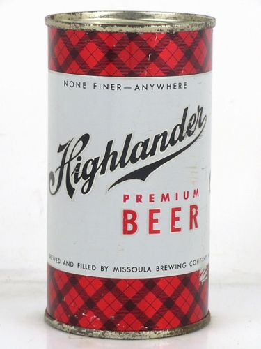 1958 Highlander Beer 12oz 82-12.1 Flat Top Can Missoula Montana