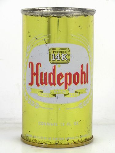1964 Hudepohl Pure Grain Beer 12oz T77-39.0 Flat Top Can Cincinnati Ohio