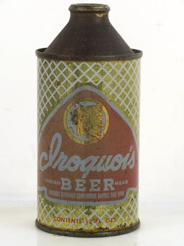 1954 Iroquois Indian Head Beer 12oz 170-11 High Profile Cone Top Can Buffalo New York
