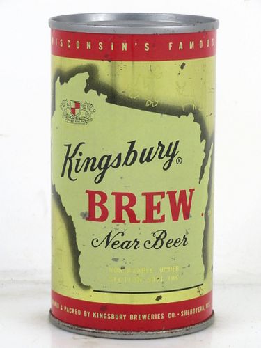 1963 Kingsbury Brew Near Beer 12oz 88-17 Flat Top Can Sheboygan Wisconsin