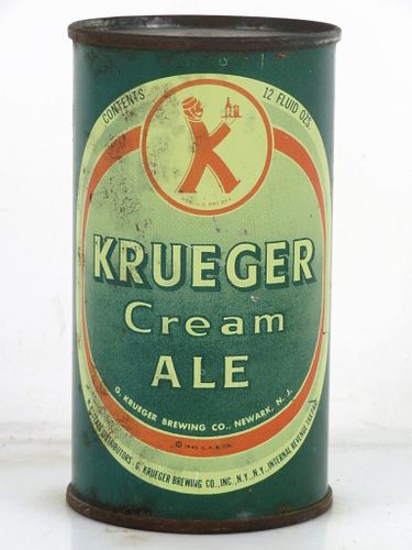 1948 Krueger Cream Ale 12oz 89-31 Flat Top Can Newark New Jersey