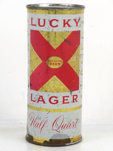 1958 Lucky Lager Beer 16oz One Pint 232-13 Flat Top Can San Francisco California