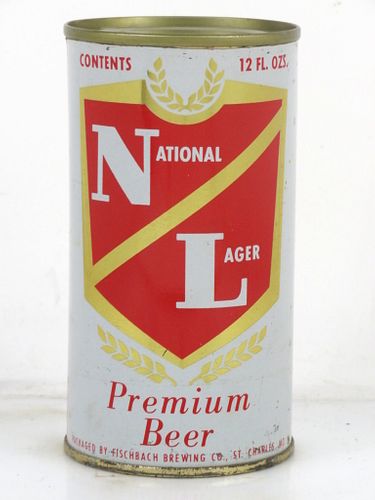 1962 National Lager Premium Beer 12oz 102-27 Flat Top Can Saint Charles Missouri
