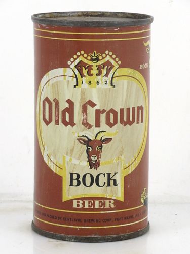 1957 Old Crown Bock Beer 12oz 105-20 Flat Top Can Fort Wayne Indiana