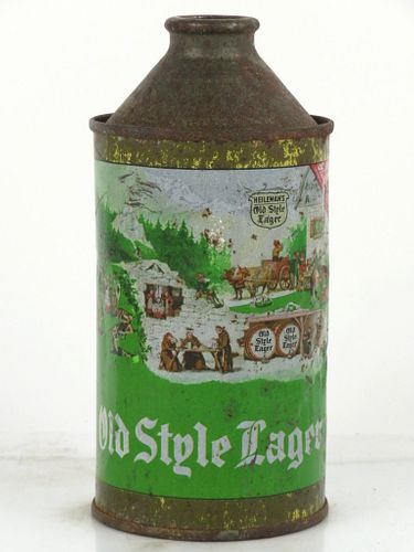 1950 Old Style Lager Beer 12oz 177-28 High Profile Cone Top Can La Crosse Wisconsin