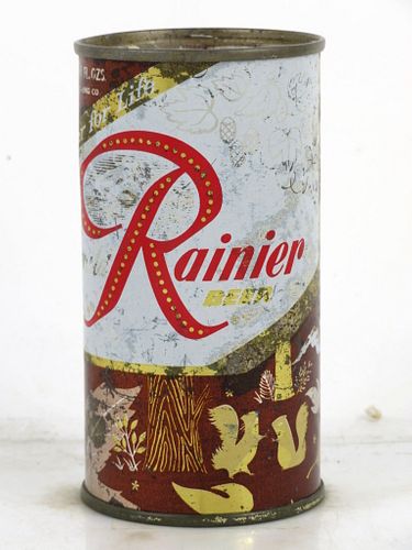 1956 Rainier Jubilee Beer 11oz Flat Top Can Spokane Washington