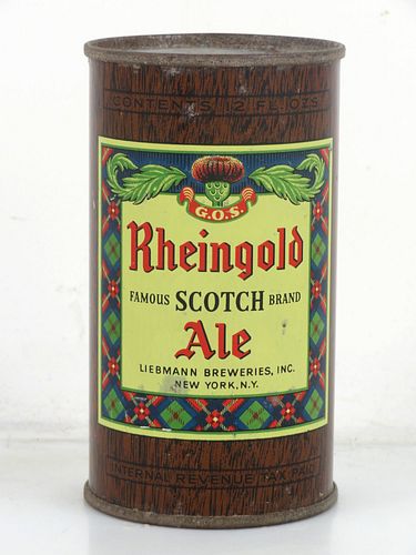 1947 Rheingold Scotch Ale (Mark of Quality) 12oz 123-25a Flat Top Can New York (Brooklyn) New York