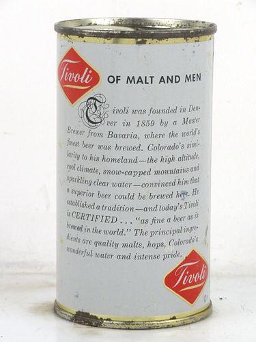 1962 Tivoli Beer 12oz 139-01a Flat Top Can Denver Colorado