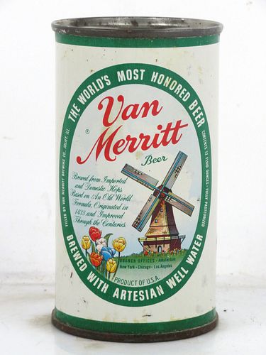 1958 Van Merritt Beer 12oz 143-21.2 Flat Top Can Joliet Illinois