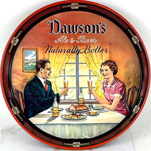 1943 Dawson's Ale & Beer 12 Inch Serving Tray New Bedford Massachusetts