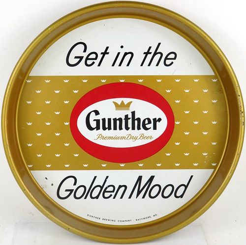 1958 Gunther Premium Beer 13 Inch Serving Tray Baltimore Maryland