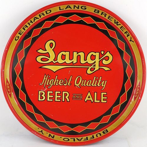 1940 Lang's Beer and Ale 12 Inch Serving Tray Buffalo New York