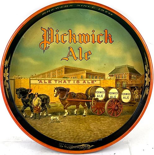 1935 Pickwick Ale 12 Inch Serving Tray Boston Massachusetts