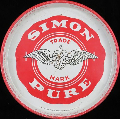 1958 Simon Pure Beer/Old Abbey Ale 13 Inch Serving Tray Buffalo New York