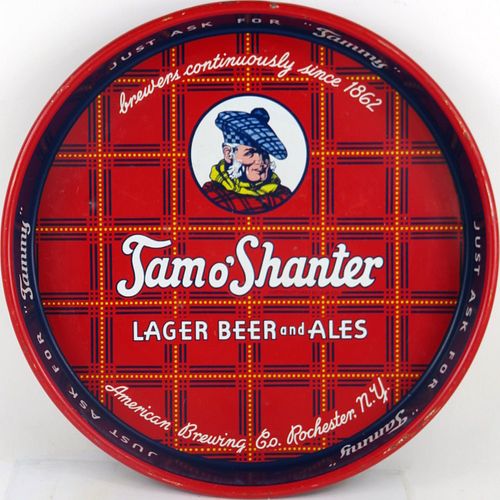 1938 Tam o' Shanter Lager Beer and Ales 13 Inch Serving Tray Rochester New York