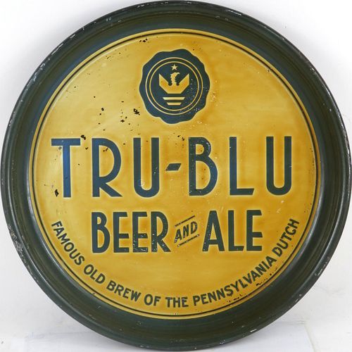 1934 Tru-Blu Beer and Ale (green) 13 Inch Serving Tray Northampton Pennsylvania