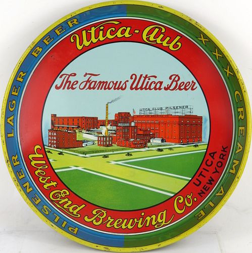 1939 Utica Club Beer/Cream Ale Factory Scene 12 Inch Serving Tray Utica New York