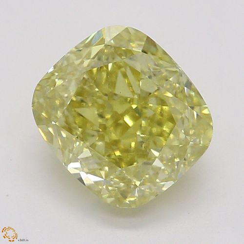 1.02 ct, Natural Fancy Intense Yellow Even Color, VS2, Cushion cut Diamond (GIA Graded), Appraised Value: $22,800 