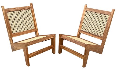 AFTER JEANNERET Low Chairs, Pair 