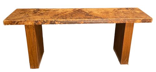EMPIRE Contemporary Rustic Leather & Wood Bench