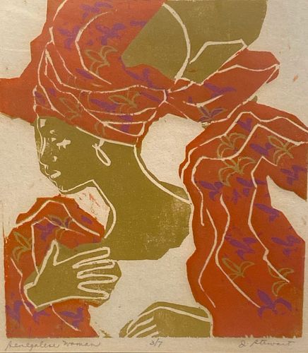 Senegalese Woman By J. STEWART Wood Block Print