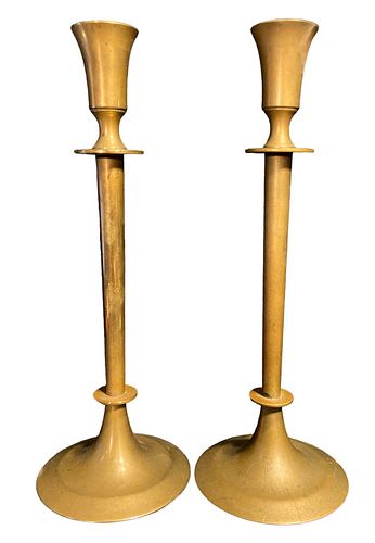 Mid Century DIRILYTE Brass Candle Holders, Pair 