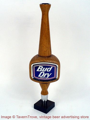 1990s Budweiser Bud Dry 12½ Inch Blonde Wood Tap Handle