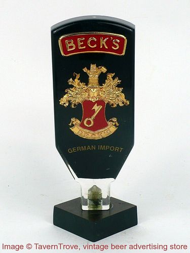 1990s Black Beck's Beer "German Import" 6¼ Inch Acrylic Tap Handle