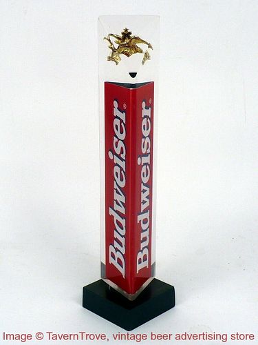 1990s Red White & Blue Budweiser 8" Acrylic Prism Triangle Tap