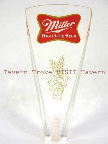 1960s 6 Inch Miller High Life Beer Lucite Tap Handle