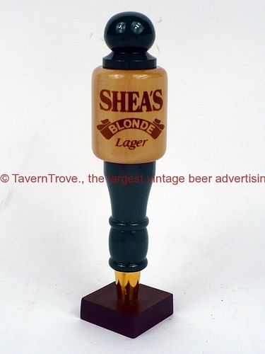 1980s Shea's Blonde Lager Beer 8 Inch Wood Tap Handle