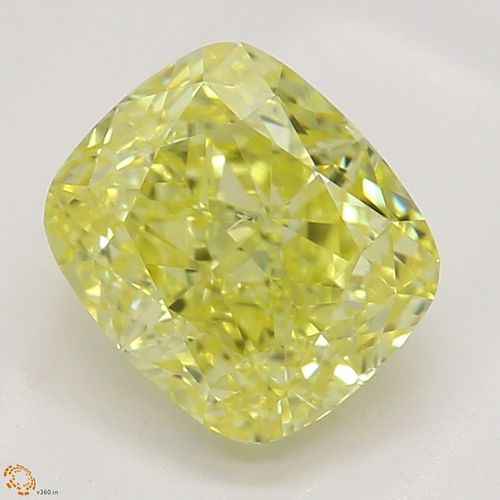 1.01 ct, Natural Fancy Intense Yellow Even Color, SI2, Cushion cut Diamond (GIA Graded), Appraised Value: $14,100 