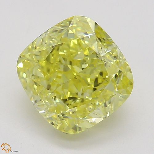 1.03 ct, Natural Fancy Intense Yellow Even Color, SI1, Cushion cut Diamond (GIA Graded), Appraised Value: $22,500 