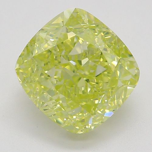 1.52 ct, Natural Fancy Intense Greenish Yellow Even Color, VS2, Cushion cut Diamond (GIA Graded), Appraised Value: $61,500 
