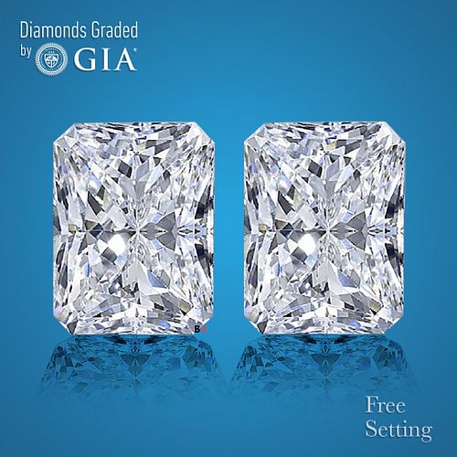 4.02 carat diamond pair, Radiant cut Diamonds GIA Graded 1) 2.01 ct, Color G, VVS1 2) 2.01 ct, Color G, VVS2. Appraised Value: $153,700 