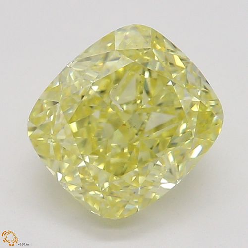 1.02 ct, Natural Fancy Intense Yellow Even Color, SI2, Cushion cut Diamond (GIA Graded), Appraised Value: $14,400 