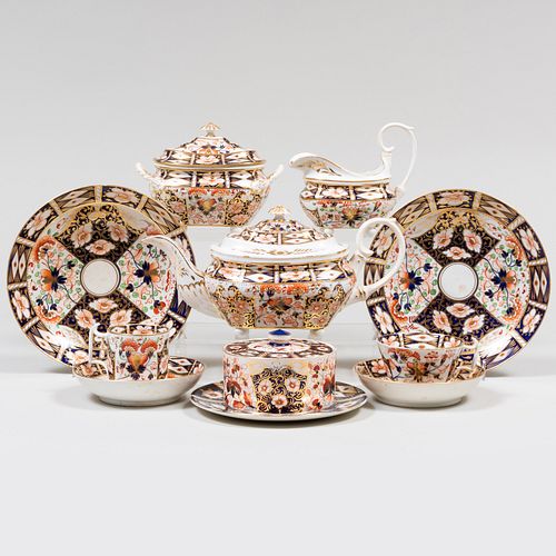 Royal Crown Derby Porcelain Tea Service in the 'Double Diamond' Imari Pattern