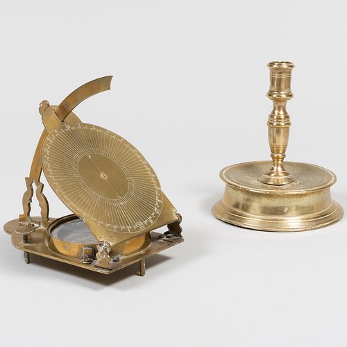 Continental Brass Sextant and a Candlestick