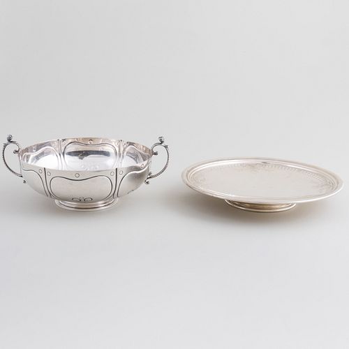 Ensco Silver Two Handle Centerbowl and a Silver Footed Dish