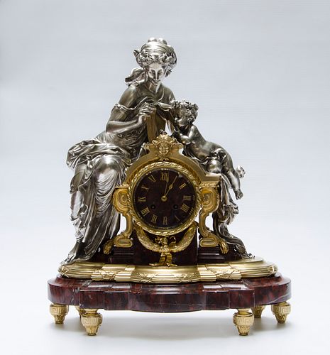 Ormolu mantel figural clock Lemerie Charpentier France