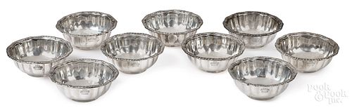 Nine silver finger bowls