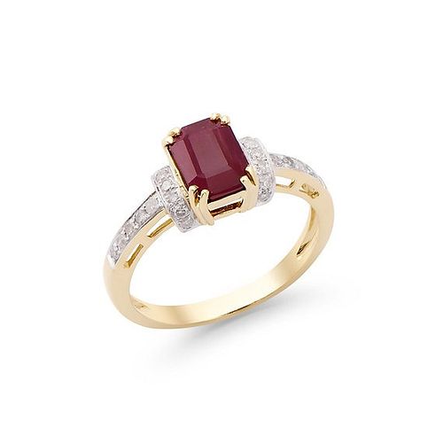 1.95 Cts Certified Diamonds & African Ruby 14K Ring 