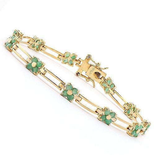 3.00 TW Cts Emeralds 18K gold Plated  Bracelet
