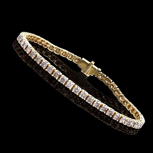 5.75 ctw in Certif. Diamonds 14K gold Tennis Bracelet CHAMPAGNE Diamonds 
