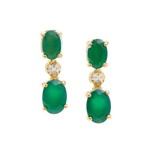 2.02 TW Cts green Agate 18K gold Plated  Earrings 