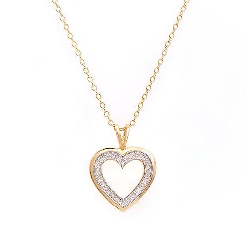 0.21 TW Cts Diamonds 18K gold Plated Heart Shape Pendant 18 in
