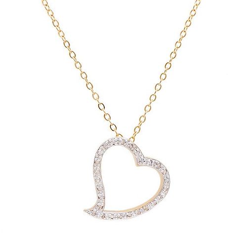 0.22 TW Cts Diamonds 18K gold Plated Heart Shape Pendant 18 in