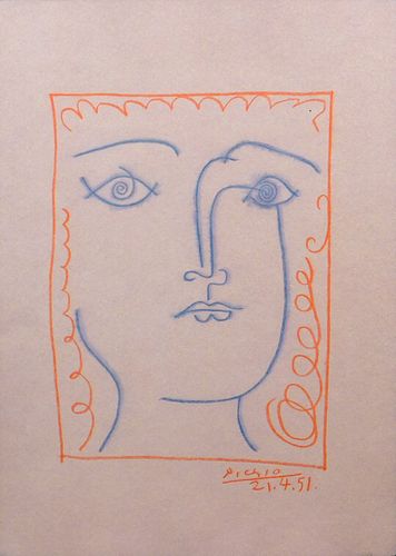 Pablo Picasso, Attributed: Visage d'une Femme