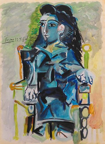 After Pablo Picasso: Jacqueline Assie avec son Chat Noir