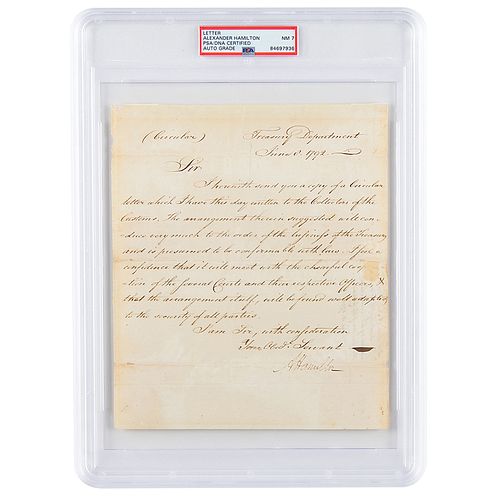 Alexander Hamilton Letter Signed as Treasury Secretary - PSA NM 7